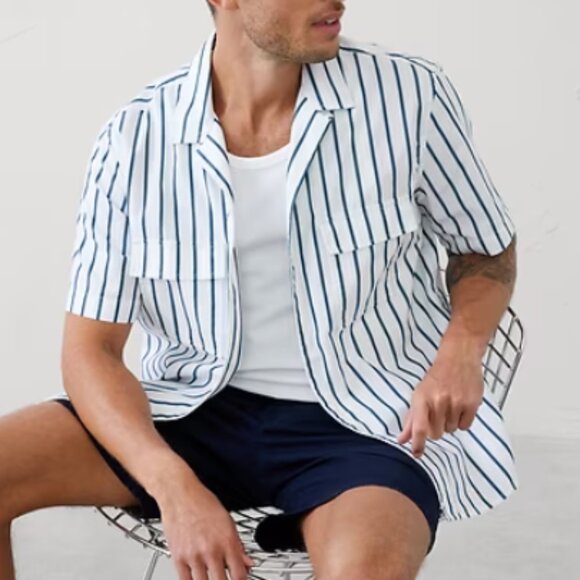 Banana Republic Factory Poplin Resort Shirt - Picture 3 of 6